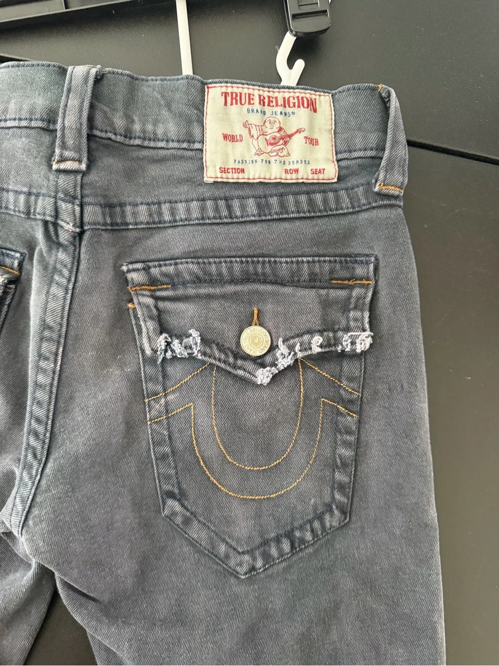 True Religion Men's Skinny Ripped Jeans in Faded Charcoal